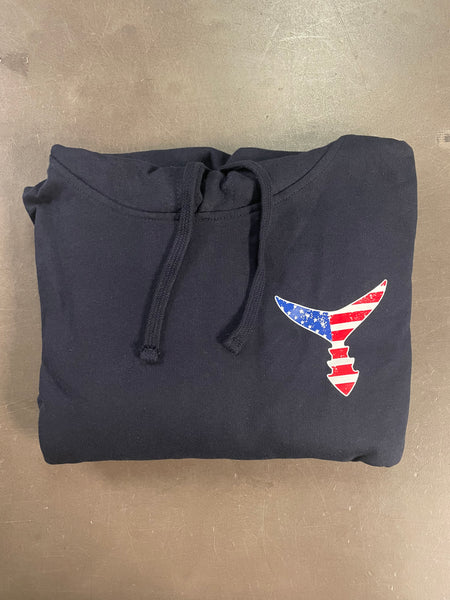 Bi-Blend Hoodie Navy w/ American Flag Tail