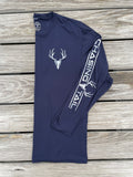 Performance Long Sleeve - Navy w/ Silver Deer