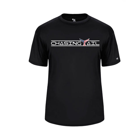 Performance Short Sleeve Black w/ American Flag Tail